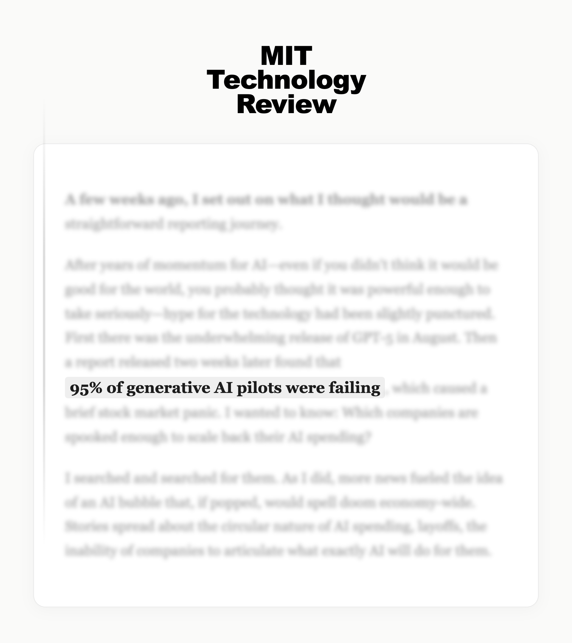 MIT Technology Review: 95% of generative AI pilots were failing